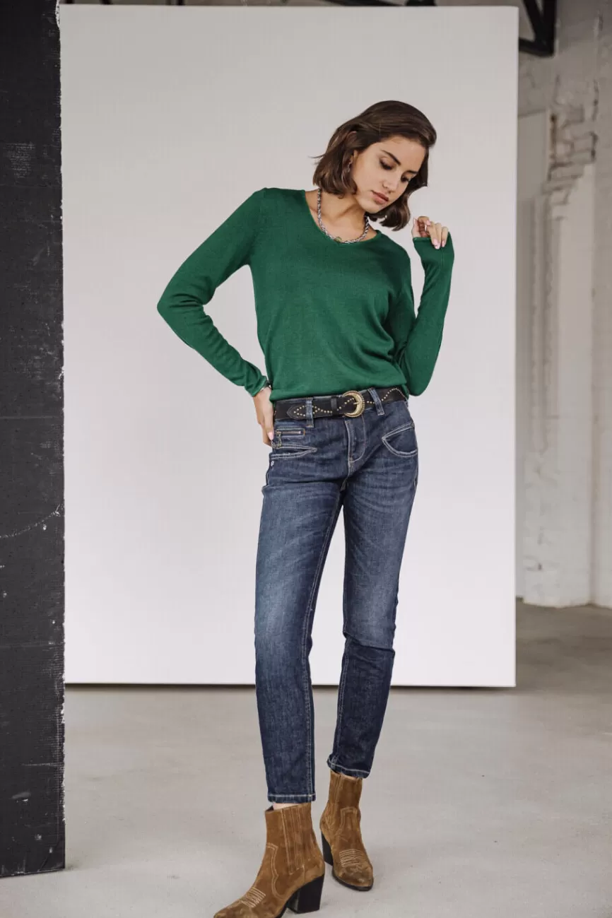 Pantalon Femme Freeman T. Porter - Modèle Alexa Haute Taille Court en Tissu SDM Souple