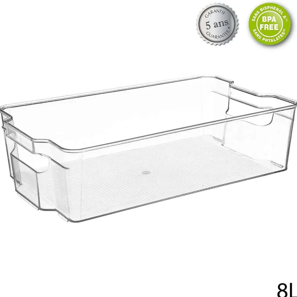 5 Bacs pratiques pour organisation frigo - 37x22 cm (8L) - Empilables & gain de place