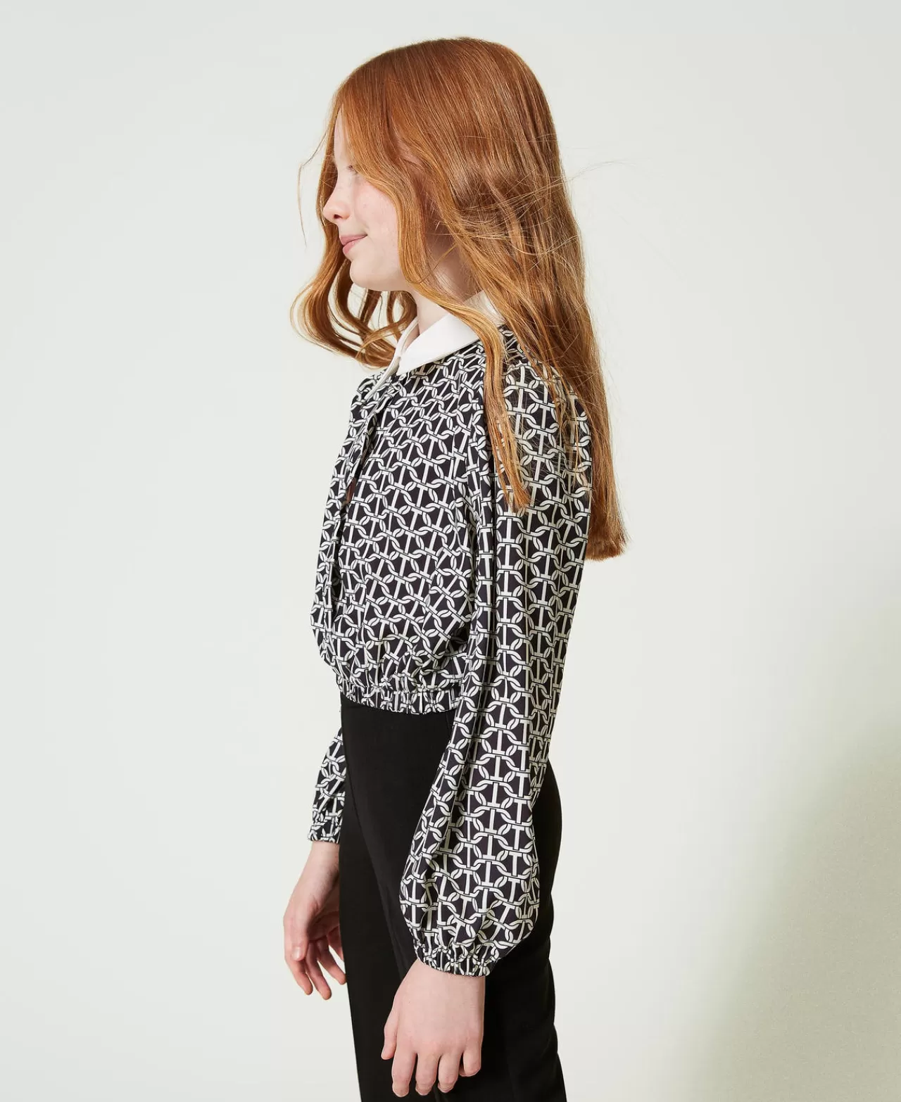 Chemisier Femme Élégant TWINSET Milano - Crêpe de Chine Léger à Motif Artistique pour Tenue Rafraîchie