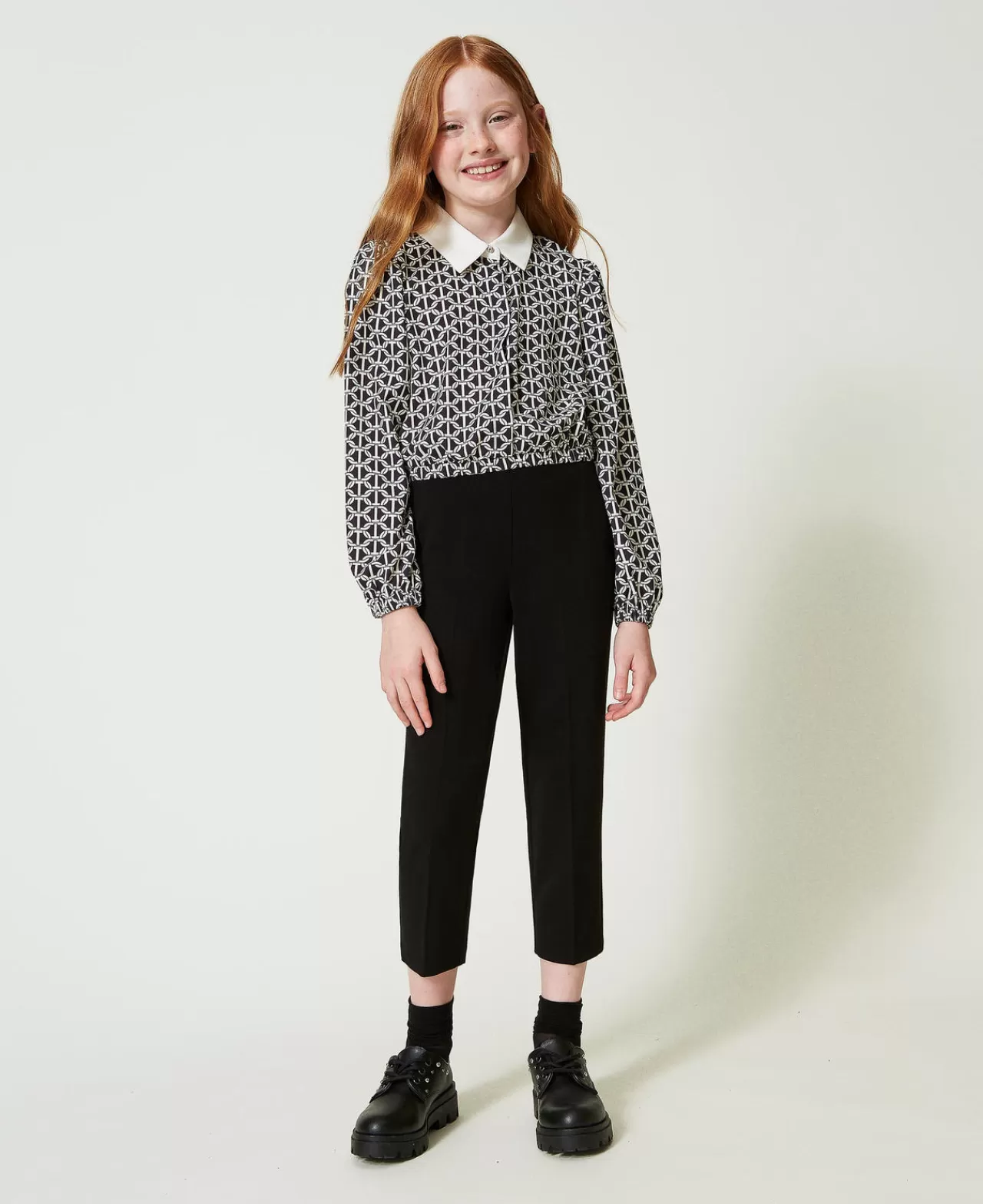 Chemisier Femme Élégant TWINSET Milano - Crêpe de Chine Léger à Motif Artistique pour Tenue Rafraîchie