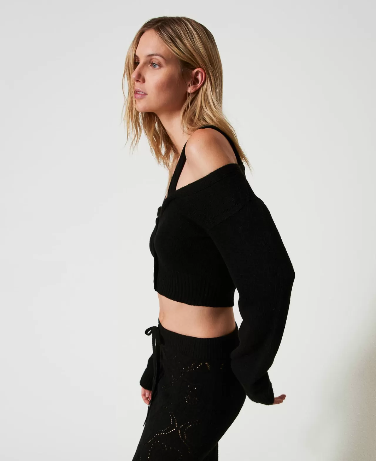 Gilet doudoune TWINSET Milano - Motifs tressés artisanaux en mélange de fibres végétales - Pièce automnale douillette