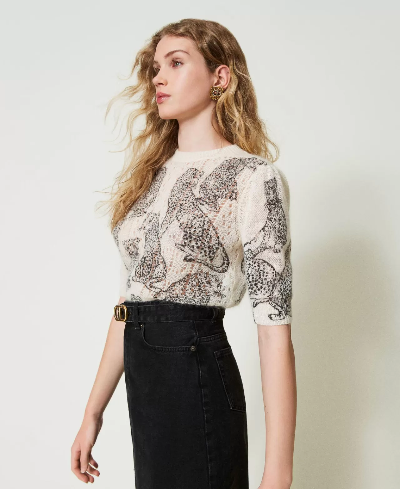 Pull court doux TWINSET Milano - Laine et mohair pour un style bohème chic