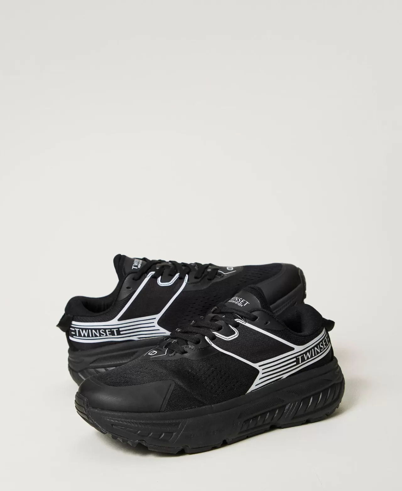 TWINSET Milano - Sneakers Fessura Élégantes avec Bandes Contrastées et Logo Distinctif