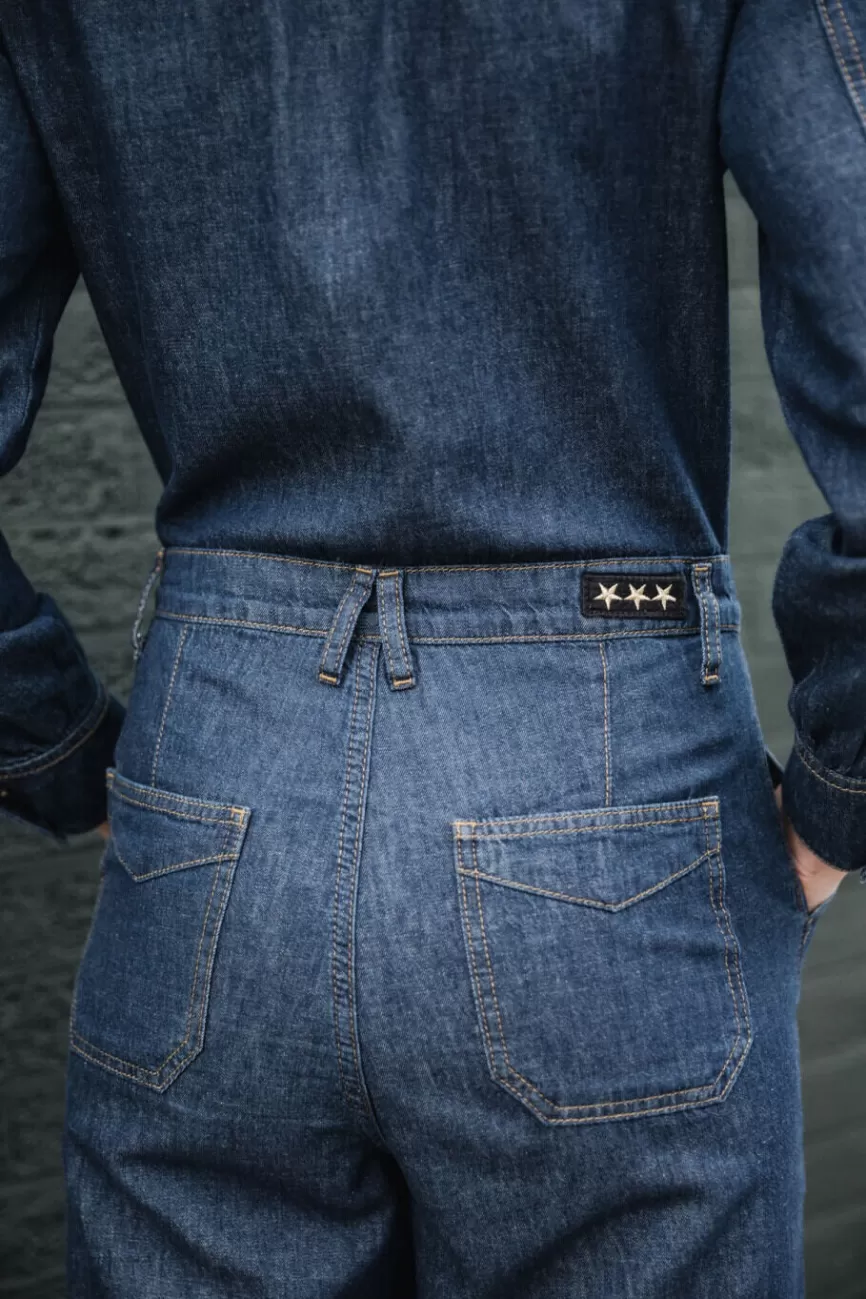 Jean Slim Élégant Freeman-T.Porter pour Femme - Denim Garance Indigo - Coupe Confortable Taille Haute - Style Urbain Intemporel