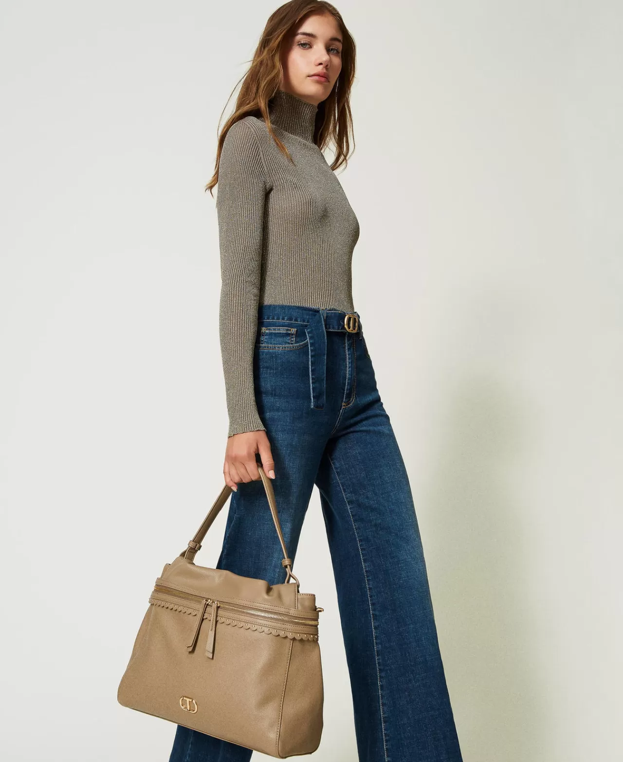Sac main Cécile TWINSET Milano - Modèle élégant à anses avec détails cuir luxe  
（Version féminine prêt-à-porter - Format généreux pour usage quotidien ou soirée）