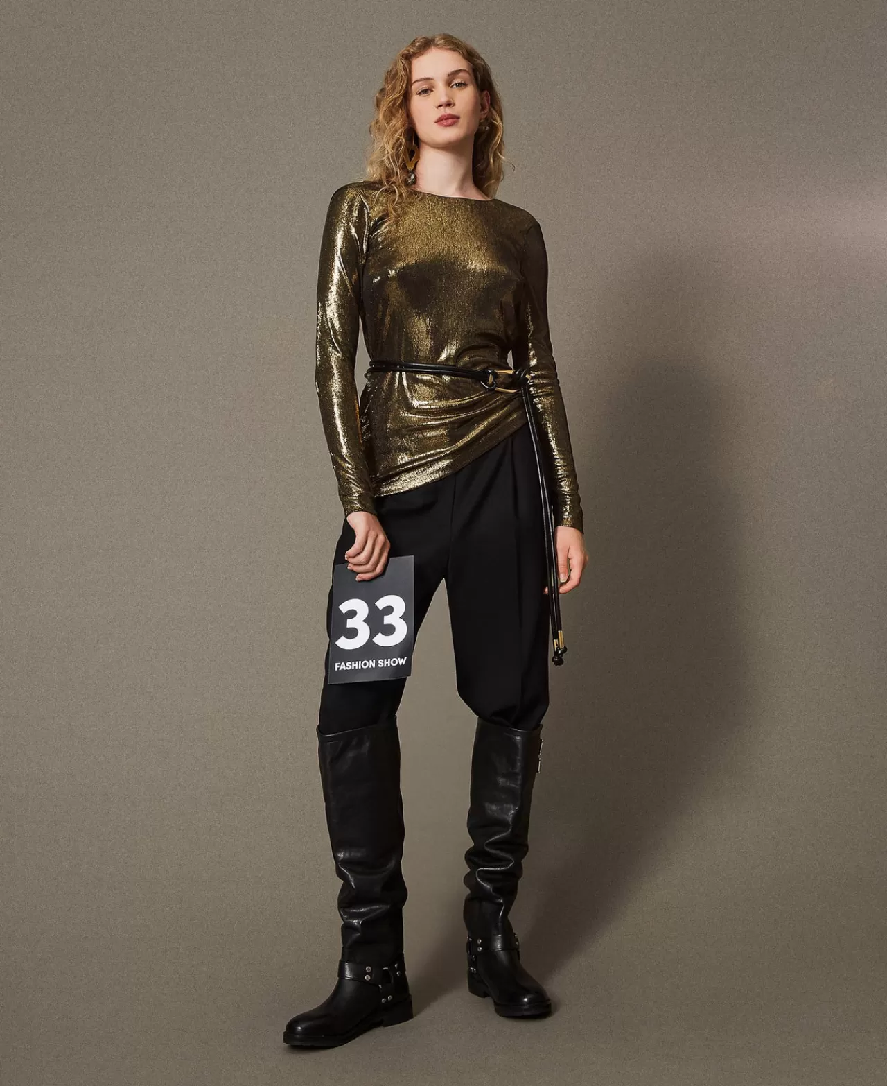 TWINSET Milano - Pantalon Femme en Serge Mélangé Laine | Confort Haut de Gamme pour Saisons Fraîches