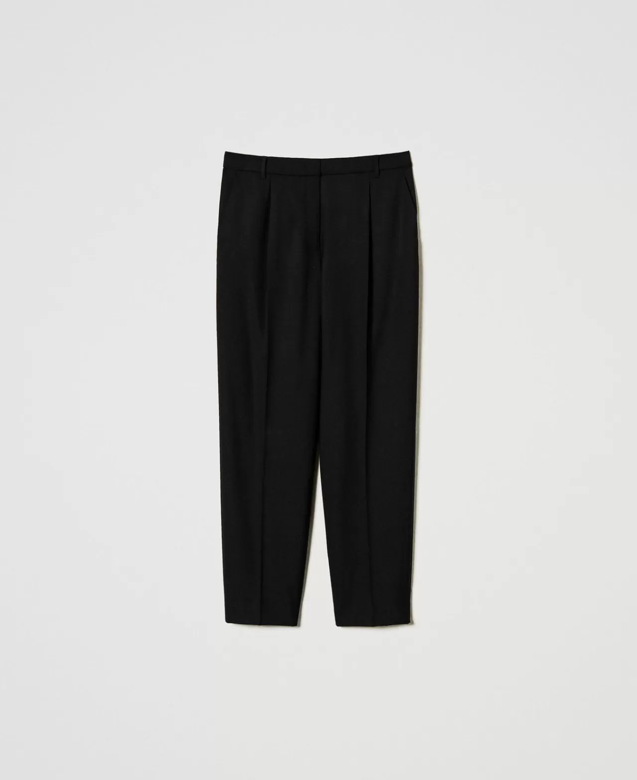 TWINSET Milano - Pantalon Femme en Serge Mélangé Laine | Confort Haut de Gamme pour Saisons Fraîches