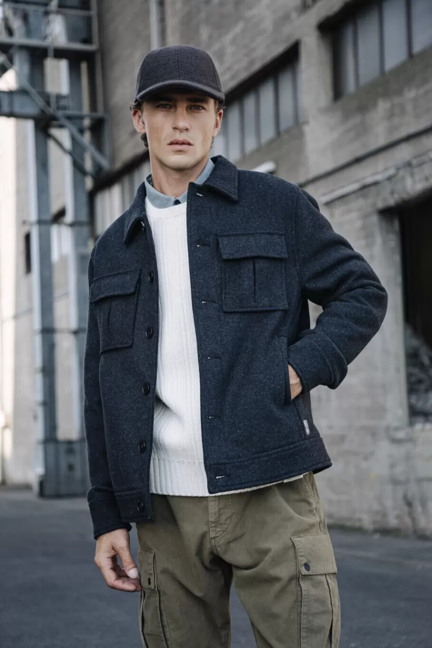Parka Homme Izak Woolen Freeman T. Porter – Veste en Laine Élégante Style Intemporel avec Détails Couture Premium | Manteau Urbain Confortable pour Look Décontracté Chic