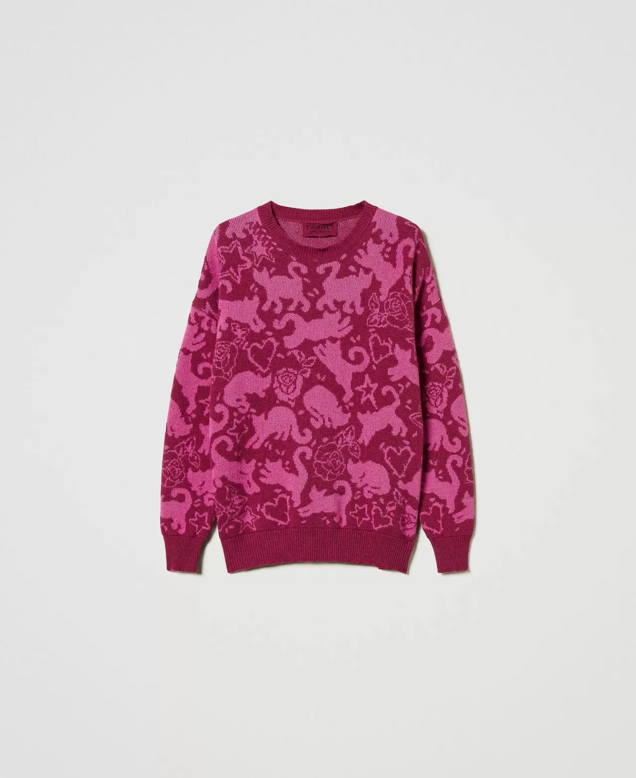 Pullover jacquard décontracté TWINSET Milano - Tissu doux en mélange Treeblend pour un confort optimal