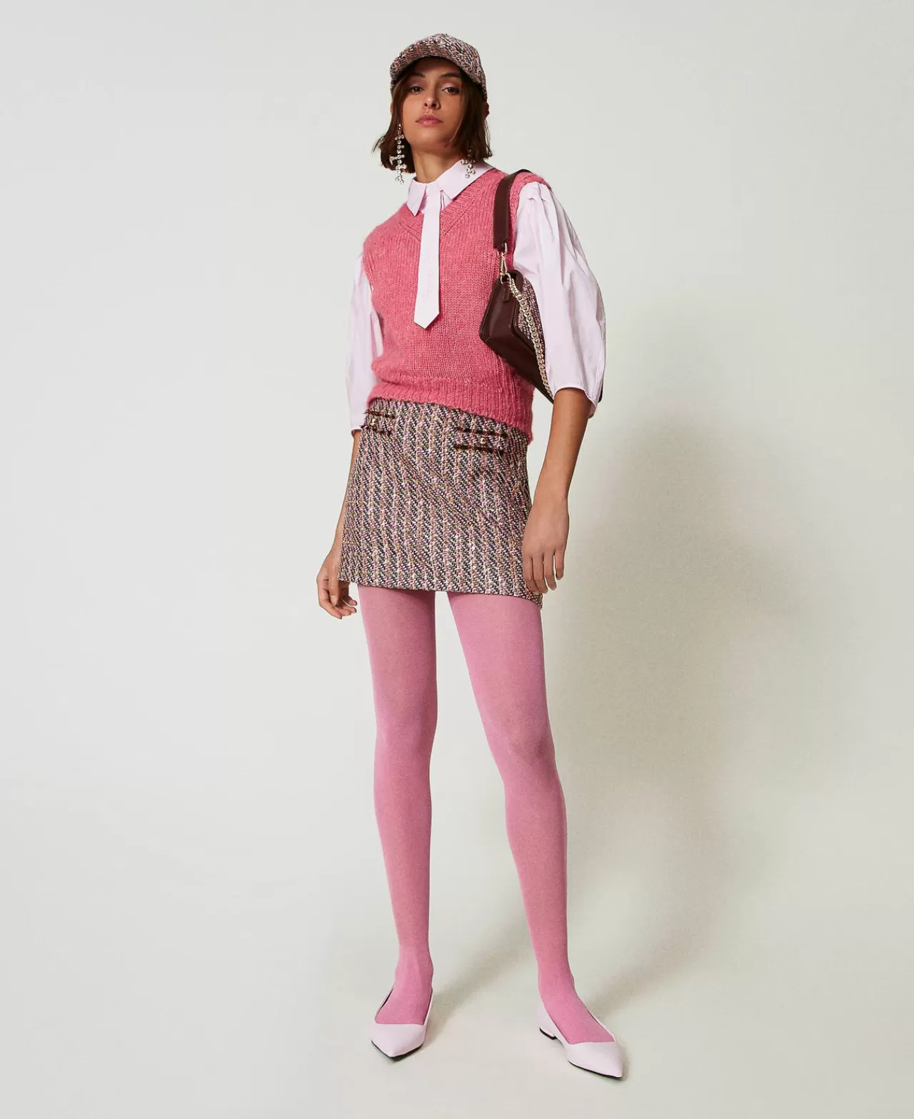 Chemise à carreaux TWINSET Milano avec cravate coordinée - Style intemporel automne-hiver - Modèle grande taille - Élégance italienne - Collection exclusive