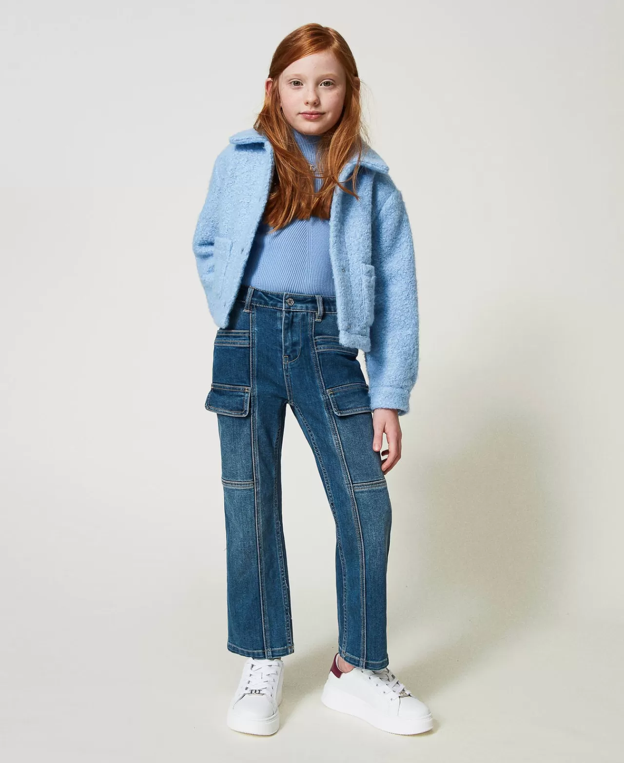 Veste courte TWINSET Milano en tissu bouclé - Style printanier décontracté chic