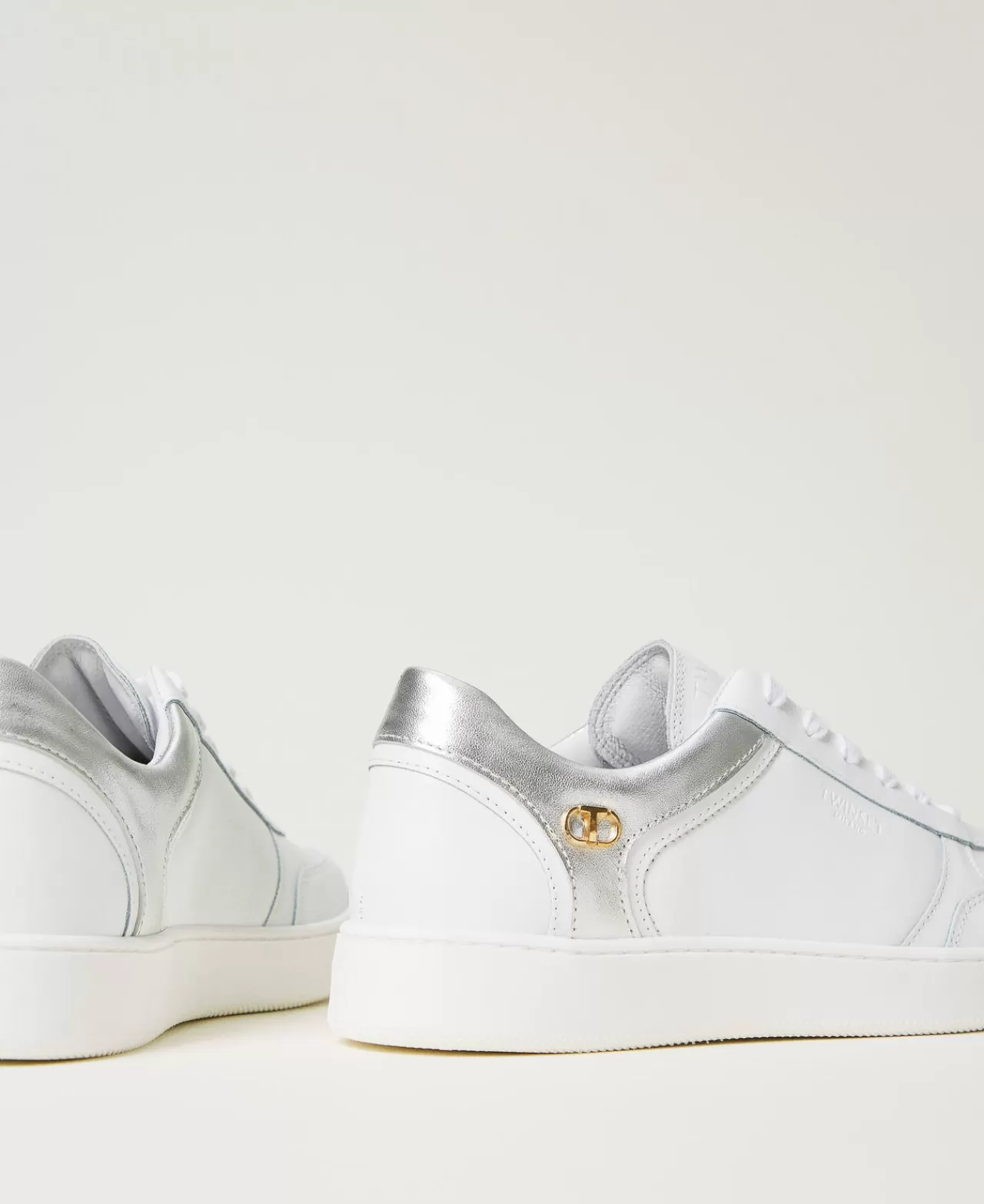 TWINSET Milano - Baskets en Cuir avec Détails Métallisés Tendance