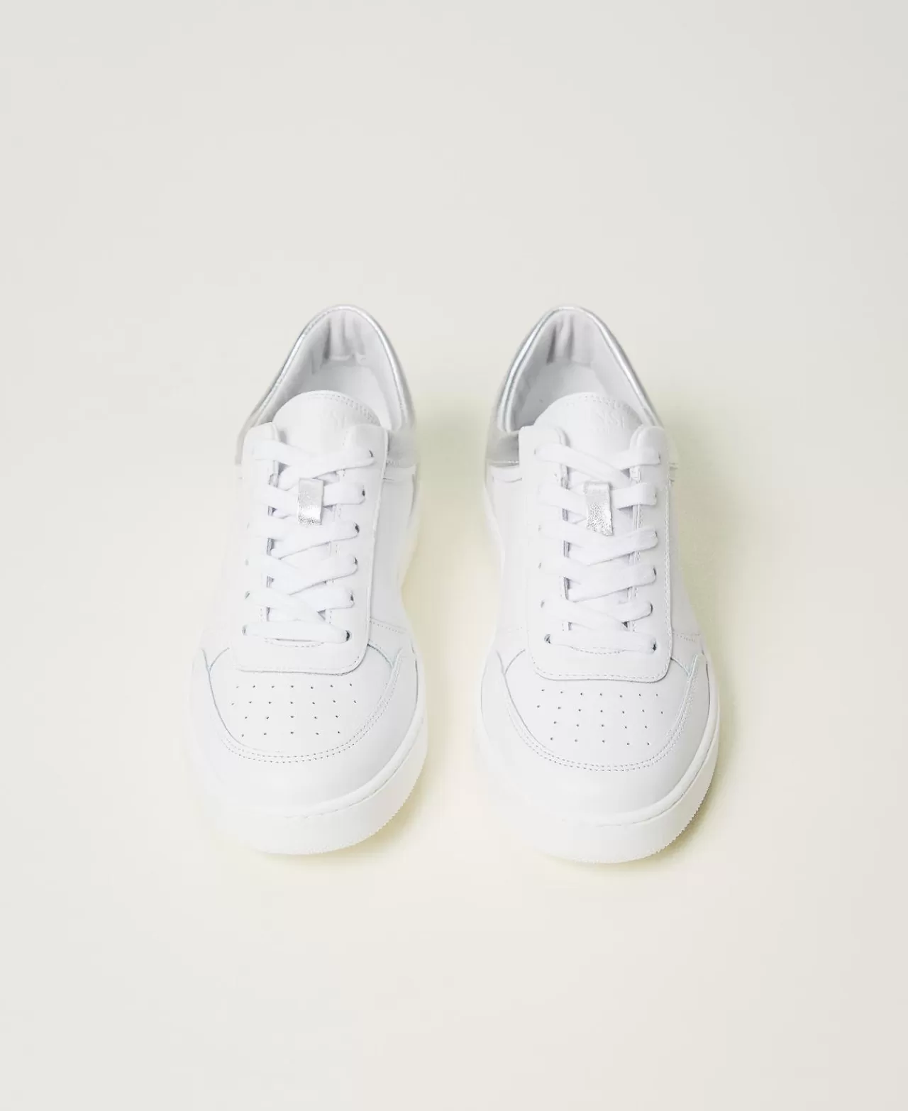 TWINSET Milano - Baskets en Cuir avec Détails Métallisés Tendance