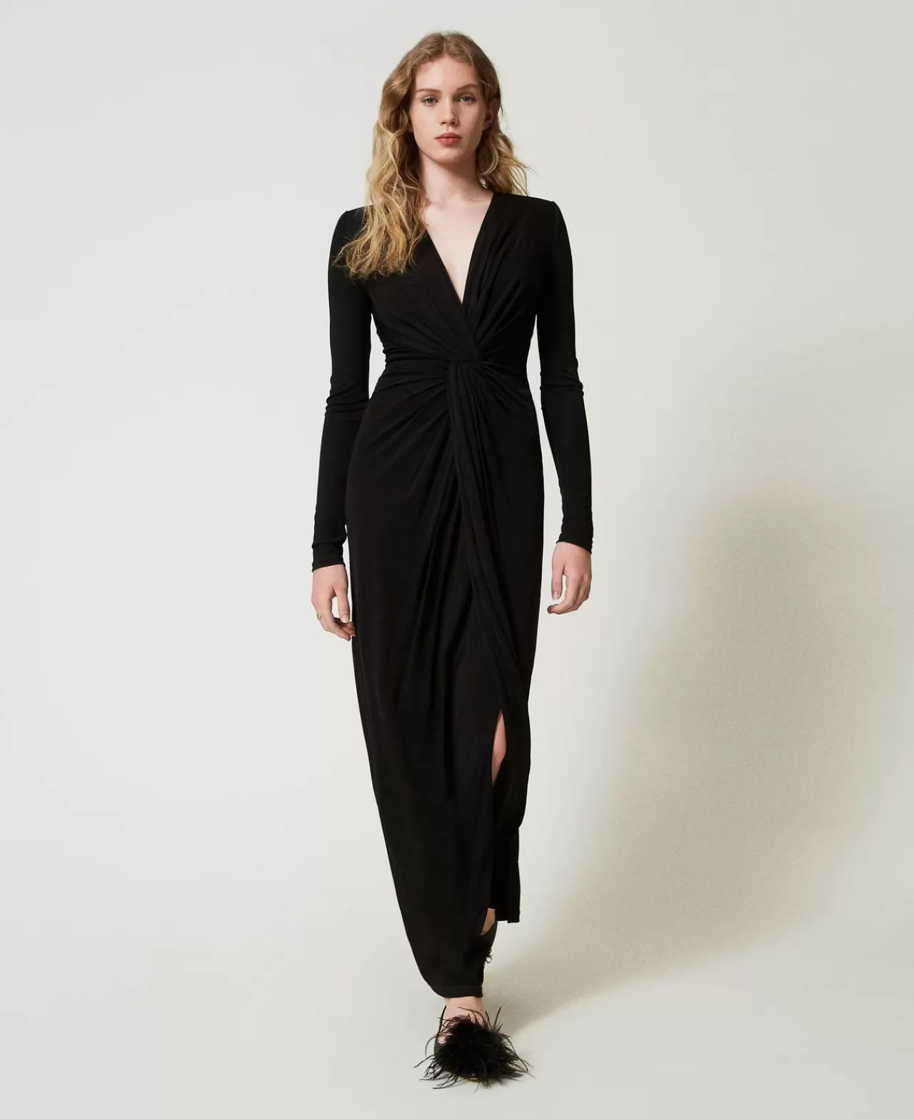 Robe Longue Élégante Milano by Twinset - Taille Haute en Jersey à Plissé Sophistiqué - Style Intemporel Printemps/Été