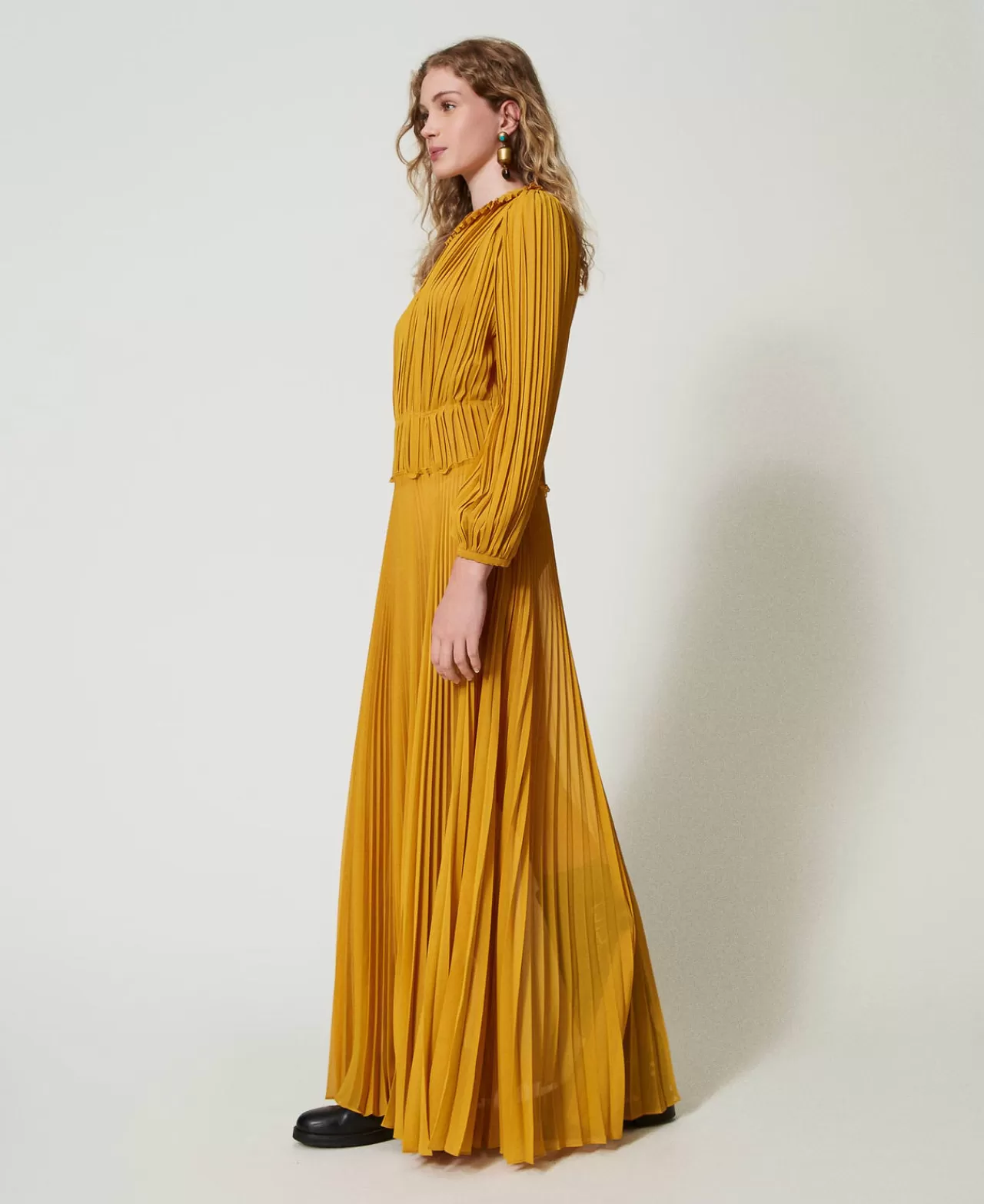 Robe longue TWINSET Milano en Georgette plissé - Élégance fluide pour votre silhouette