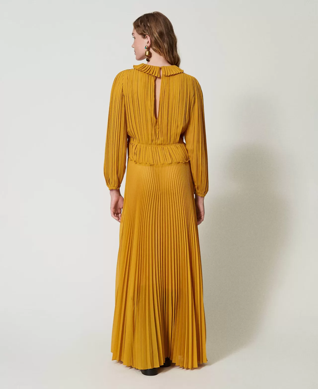 Robe longue TWINSET Milano en Georgette plissé - Élégance fluide pour votre silhouette