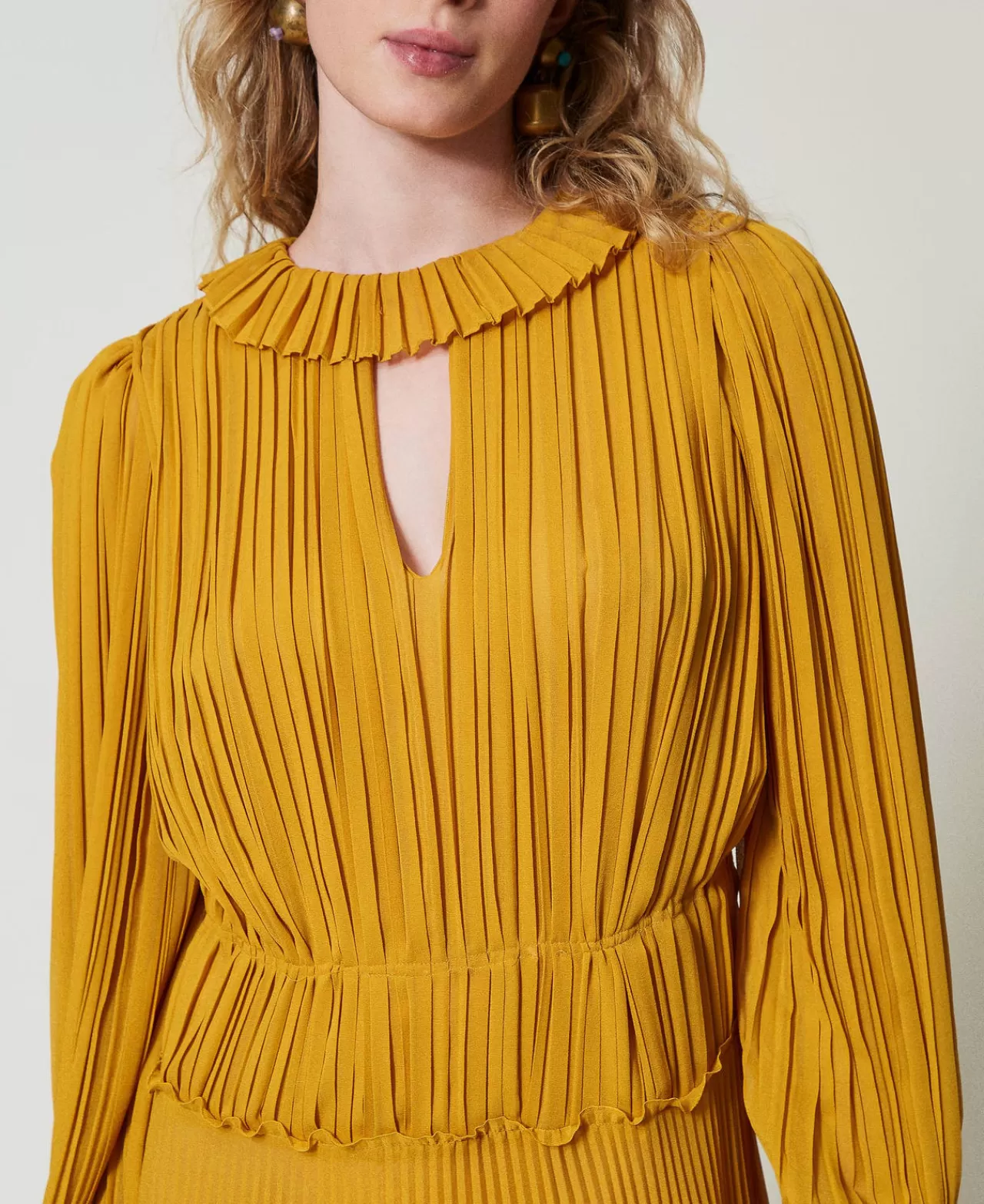 Robe longue TWINSET Milano en Georgette plissé - Élégance fluide pour votre silhouette