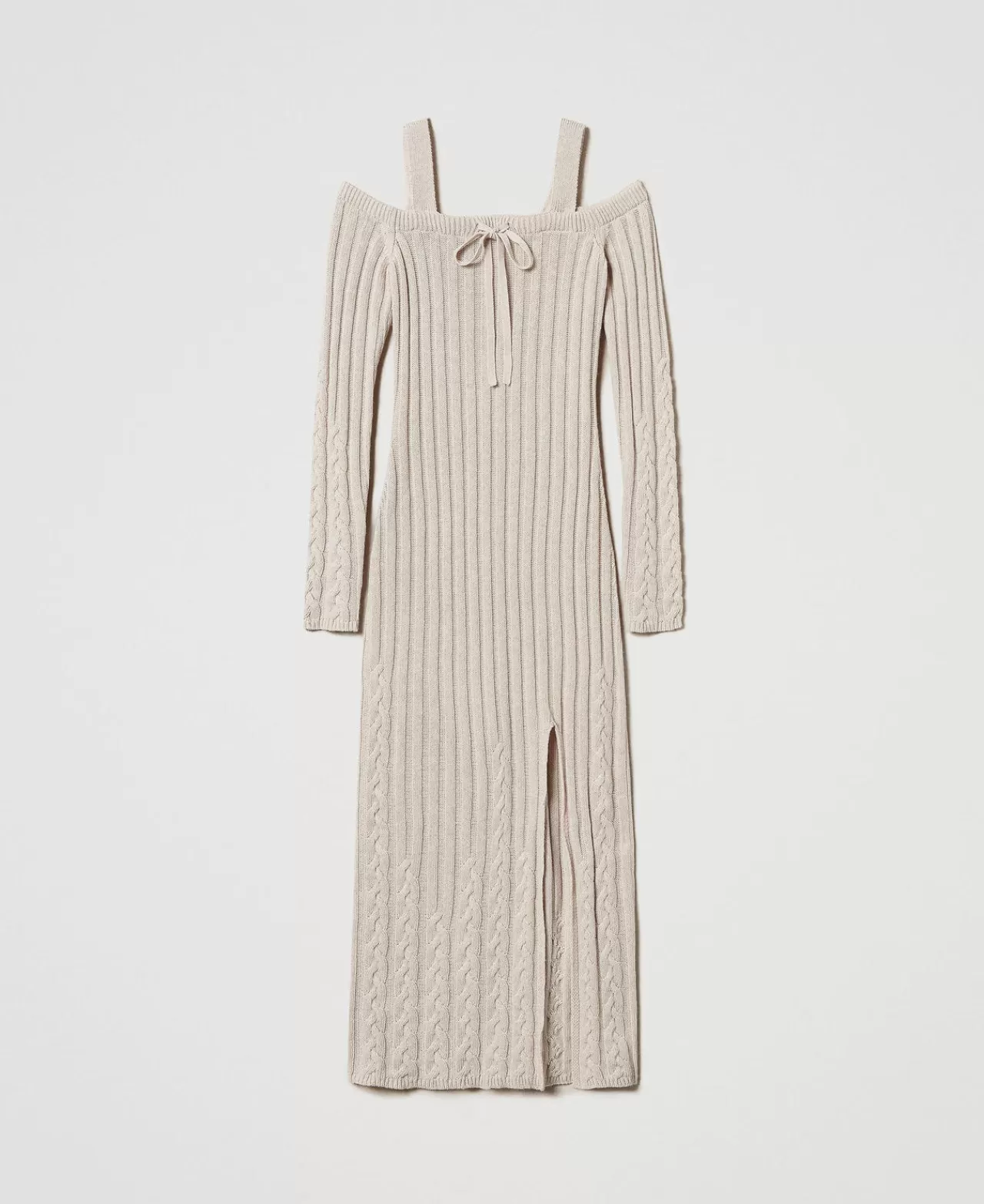 Robe longue élégante Twinset Milano en fil mélangé écologique avec motifs tressés raffinés