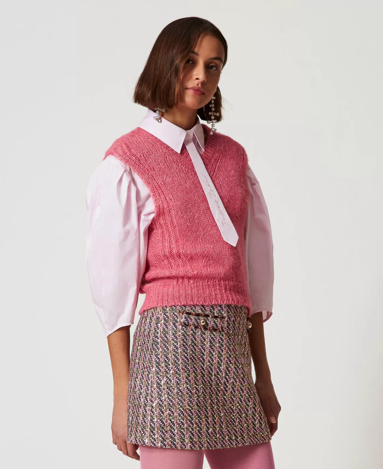 Mini-jupe élégante en bouclé et fil lurex métallisé - Collection printemps-été Twinset Milano