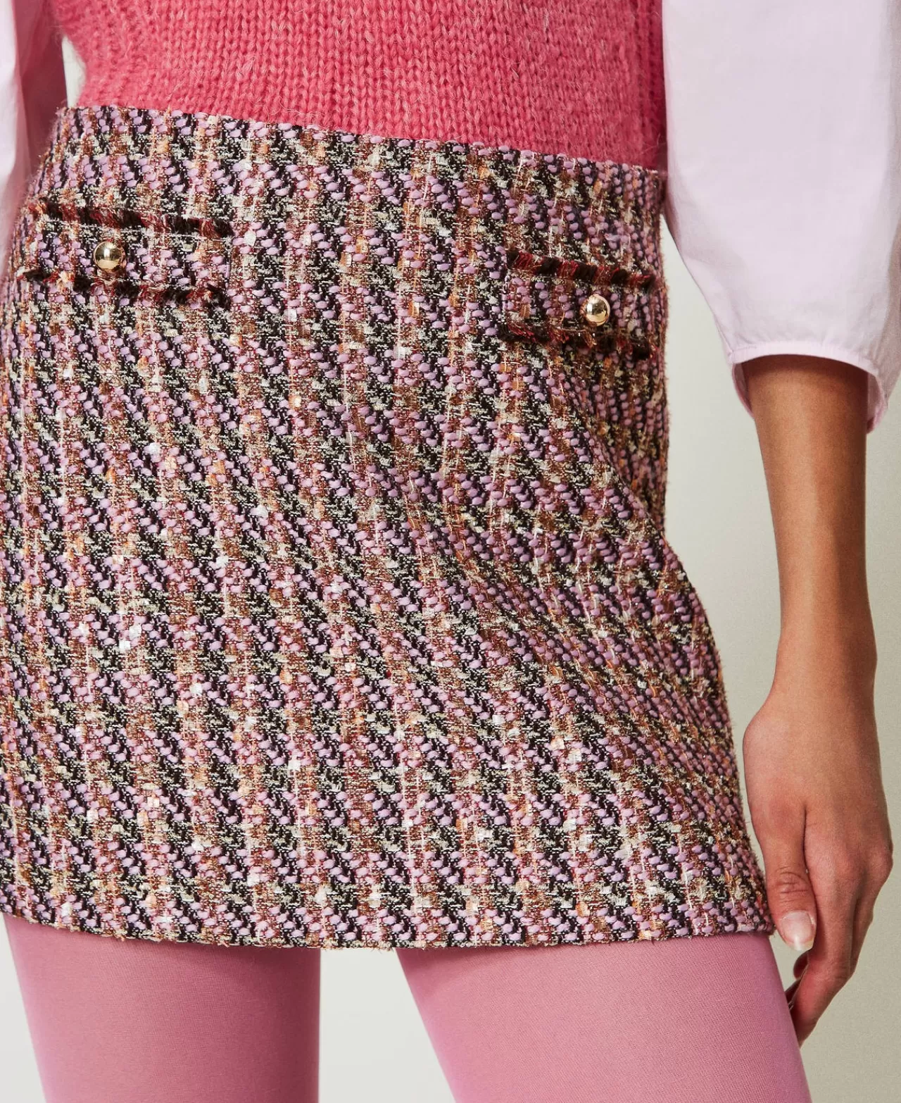Mini-jupe élégante en bouclé et fil lurex métallisé - Collection printemps-été Twinset Milano