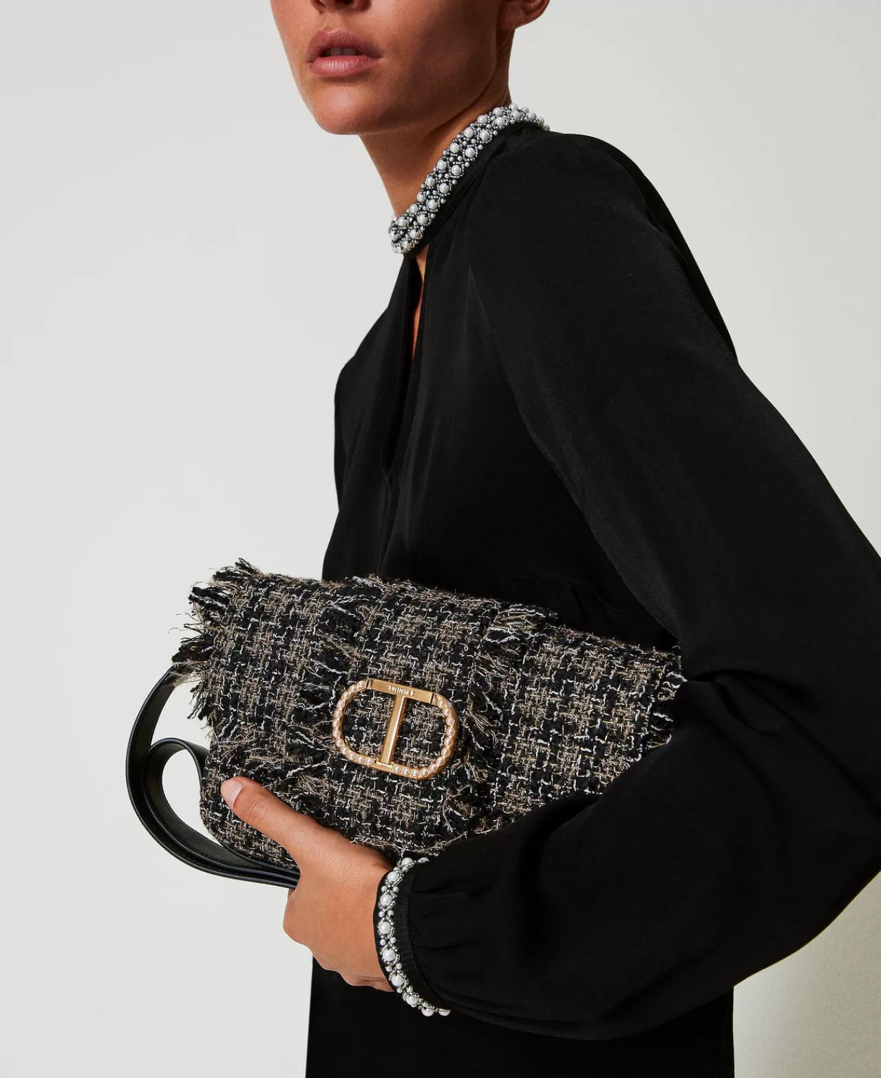 Sac bandoulière Amie en tweed élégant - Taille moyenne par TWINSET Milano