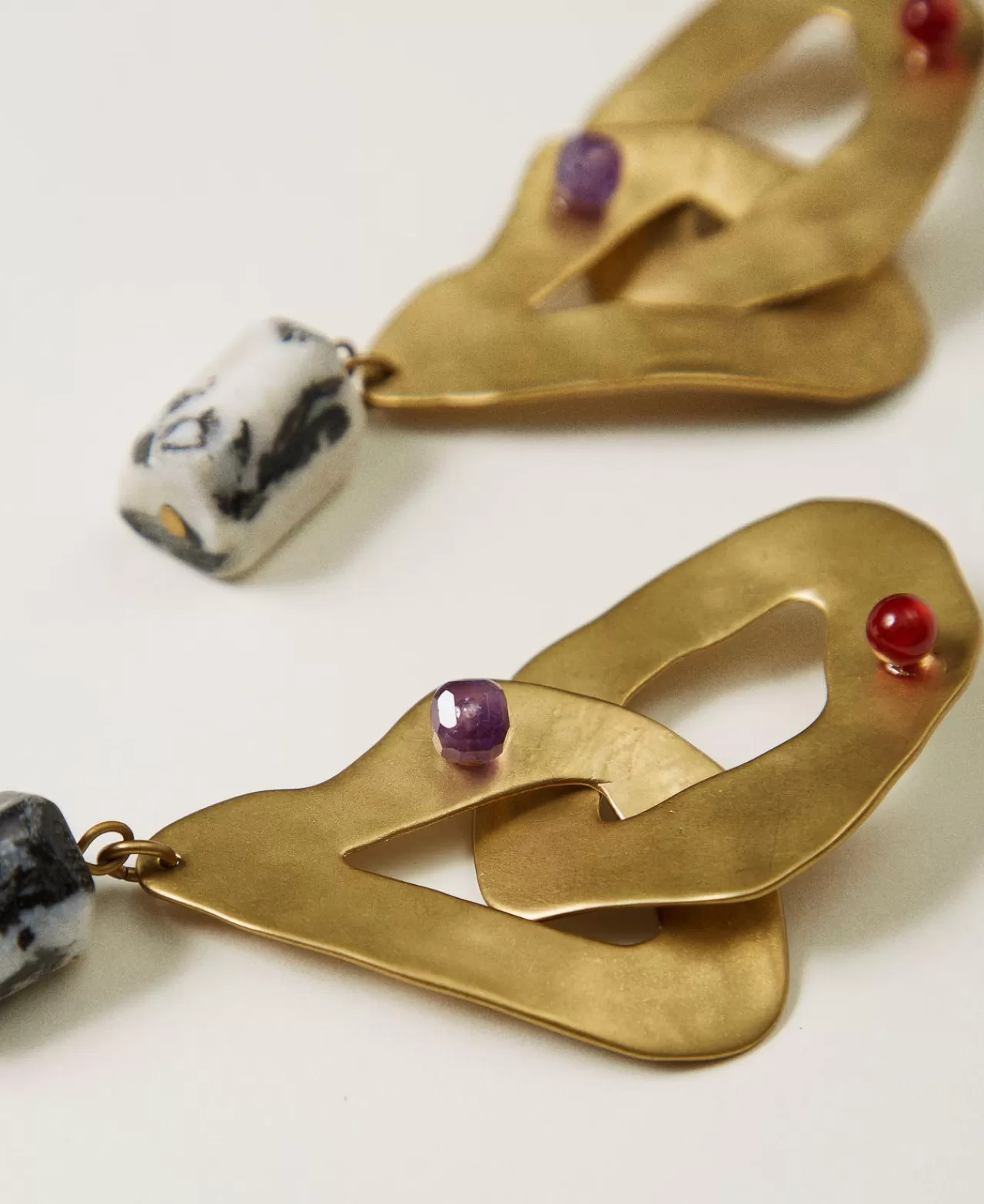 Boucles d'oreilles TWINSET Milano - Chaînettes métalliques élégantes ornées de pierres précieuses scintillantes