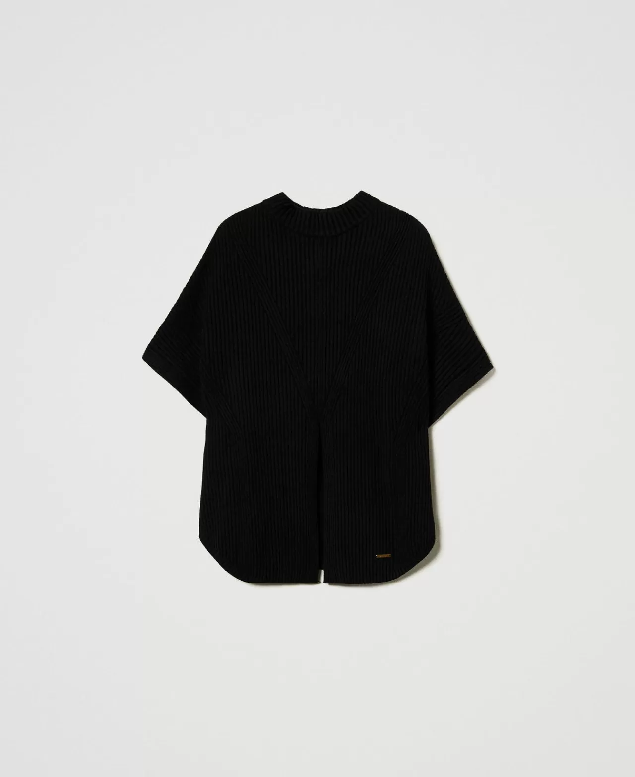 TWINSET Milano Pull-Poncho Femme en Laine à Motif Côtelé - Confort Hiver Élégant