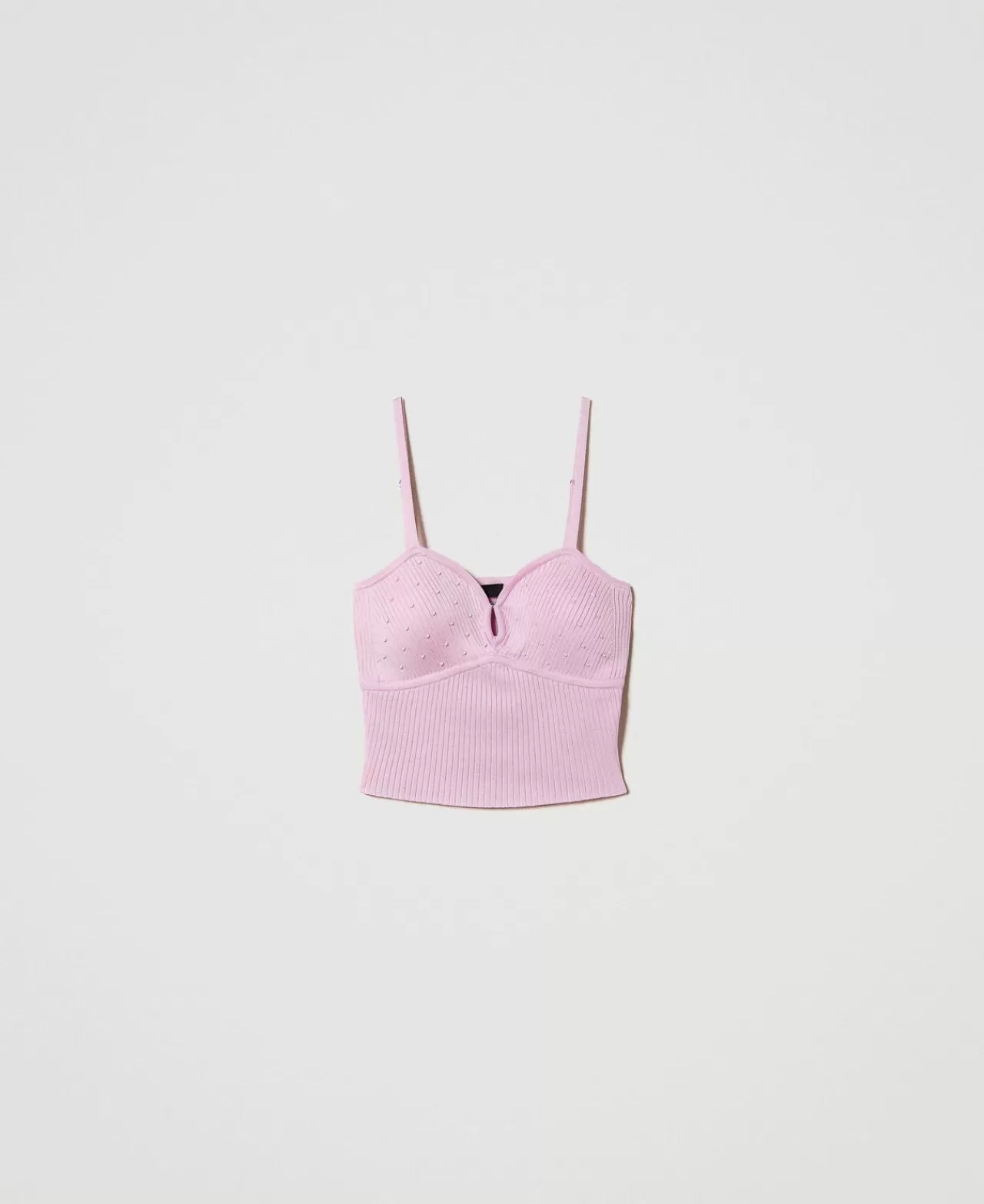 Débardeur TWINSET Milano en fil recyclé - Élégant motif perlettes - Conception écoresponsable