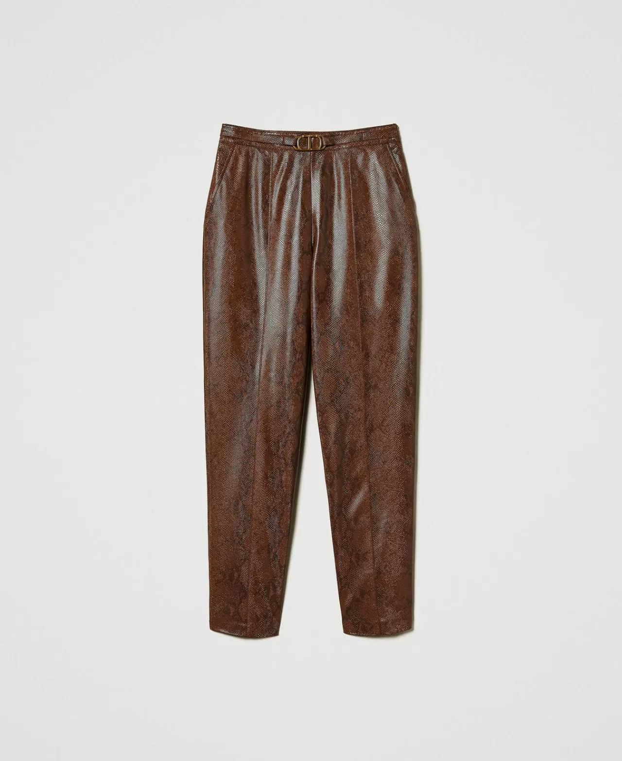 Pantalon Cigarette Élégant TWINSET Milano en Similicuir Lézard - Style Urbain et Design Italien