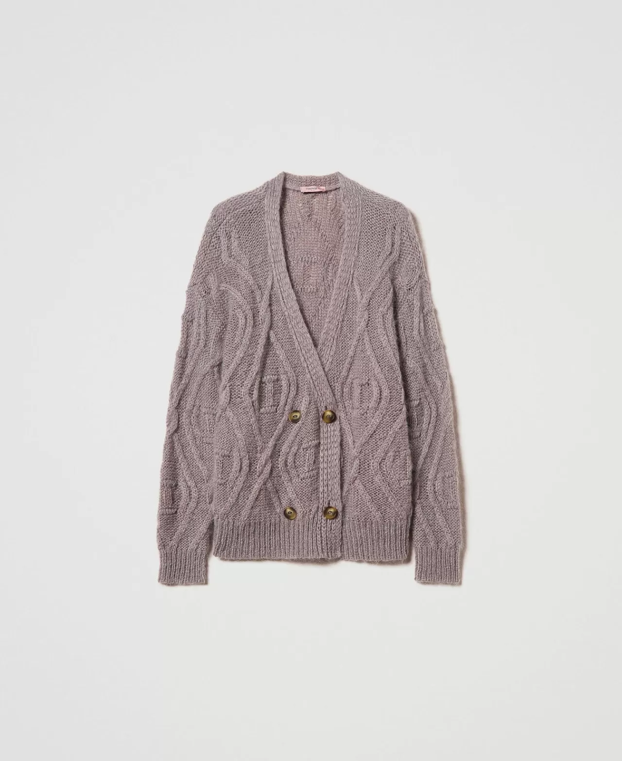 Cardigan double boutonnage TWINSET Milano - Mohair doux mélangé pour un look automnal raffiné